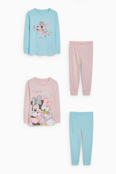 Bambini - Confezione da 2 - Disney - pigiama - 4 pezzi - rosa / turchese
