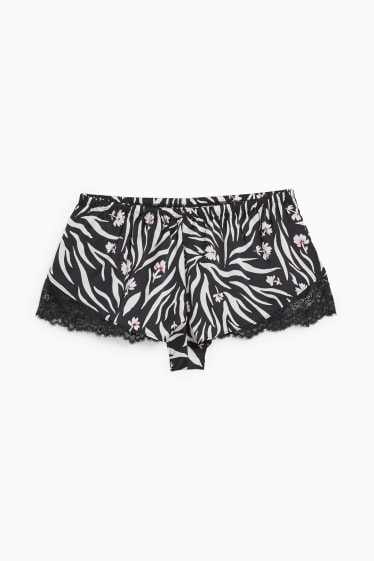 Dames - Boxershorts - met patroon - zwart / wit