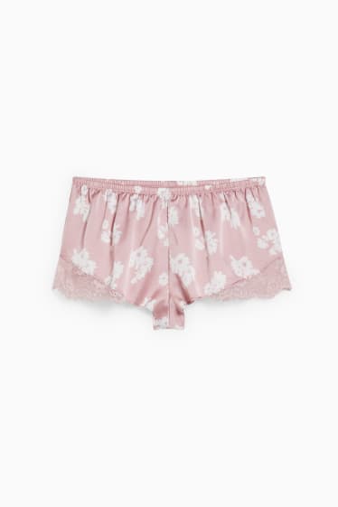 Donna - Boxer - a fiori - rosa