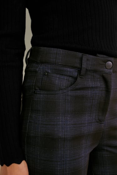 Donna - Pantaloni - vita alta - skinny fit - a quadretti - nero