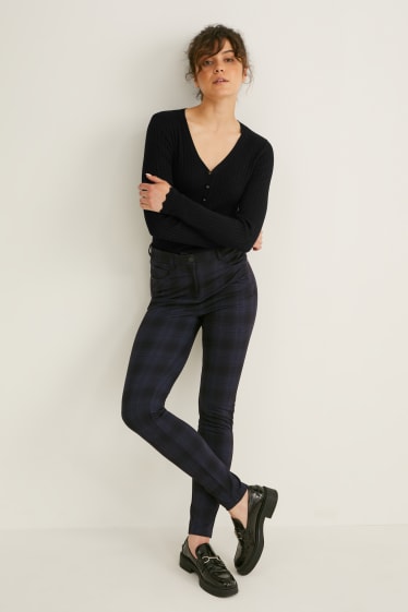 Mujer - Pantalón de tela - high waist - skinny fit - de cuadros - negro