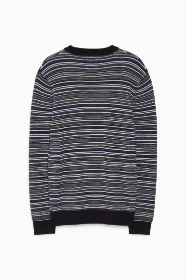 Men - Jumper - striped - dark blue