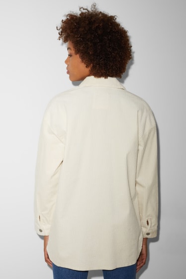 Adolescenți și tineri - CLOCKHOUSE - cămașă tip jachetă din catifea reiată - alb-crem
