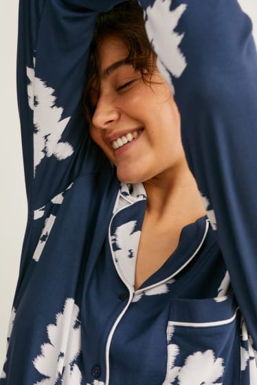 Mujer - Pijama - de flores - azul oscuro