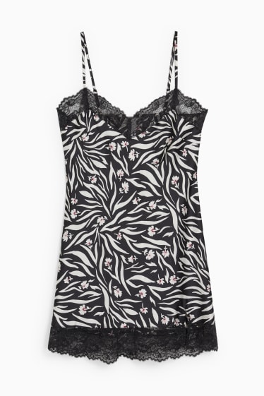 Women - Nightdress - patterned - black / white