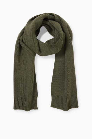 Men - Knitted scarf - dark green