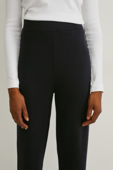 Women - Knitted trousers - comfort fit - black
