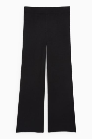 Women - Knitted trousers - comfort fit - black