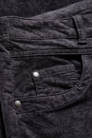 Femmes - Pantalon en velours - mid waist - slim fit - LYCRA® - à motif - gris anthracite