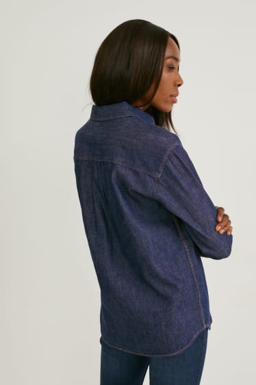 Dames - Spijkerblouse - jeansdonkerblauw