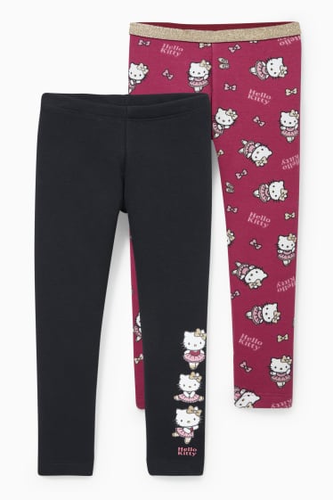 Enfants - Lot de 2 - Hello Kitty - leggings chauds - noir