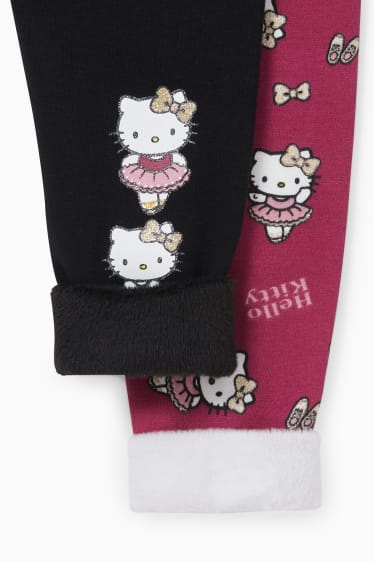 Dzieci - Wielopak, 2 pary - Hello Kitty - ocieplane legginsy - czarny