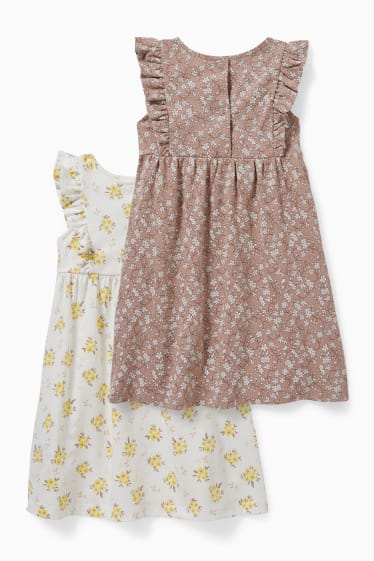 Miminka - Multipack 2 ks - šaty pro miminka - s květinovým vzorem - bílá