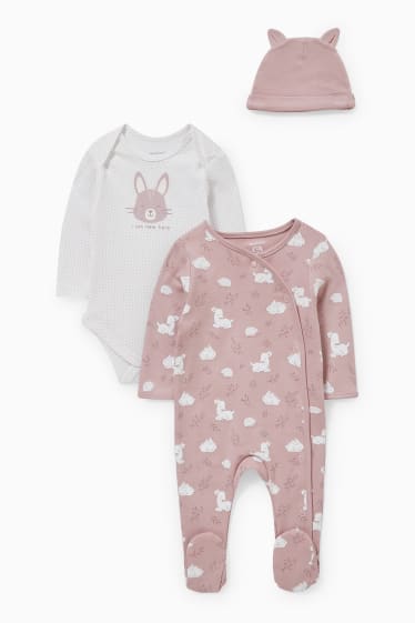 Babys - Newbornoutfit - 3-delig - roze