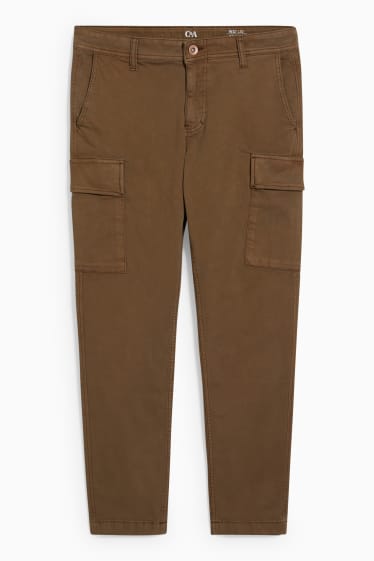 Mężczyźni - Spodnie bojówki - tapered fit - kaki