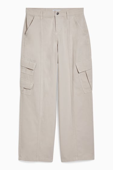 Ados & jeunes adultes - CLOCKHOUSE - pantalon de toile - low-waist - coupe droite - beige