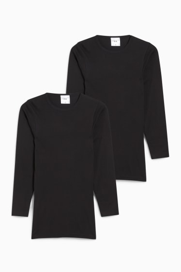 Heren - Set van 2 - onderhemd - fijnrib - zwart
