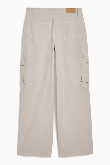 Ados & jeunes adultes - CLOCKHOUSE - pantalon de toile - low-waist - coupe droite - beige