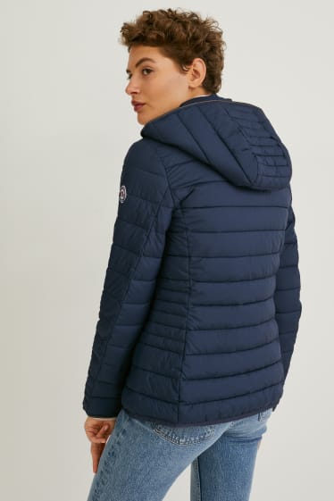 Damen - Steppjacke mit Kapuze - dunkelblau