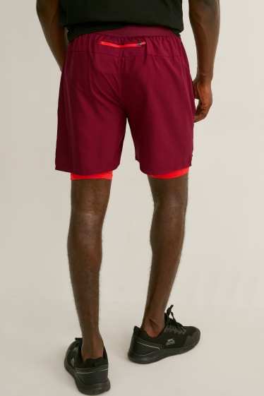 Men - Shorts - running - 2-in-1 look - bordeaux
