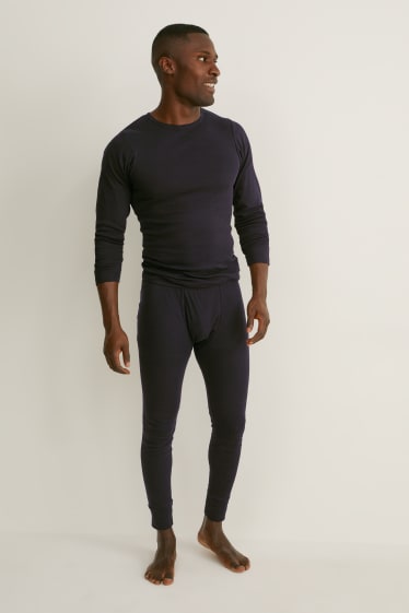 Herren - Multipack 2er - Lange Unterhose - Feinripp - schwarz