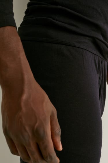 Herren - Multipack 2er - Lange Unterhose - Feinripp - schwarz