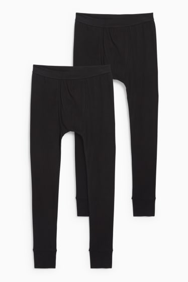 Herren - Multipack 2er - Lange Unterhose - Feinripp - schwarz