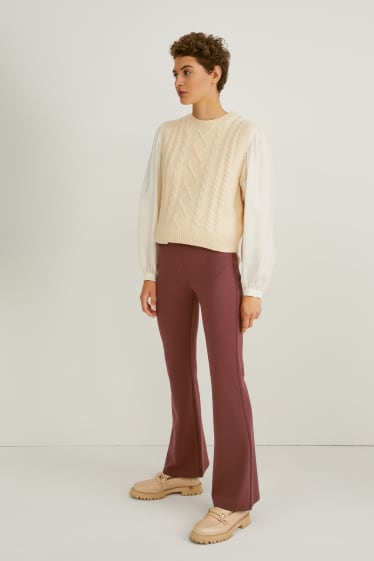 Femmes - Pantalon en jersey - flared - marron