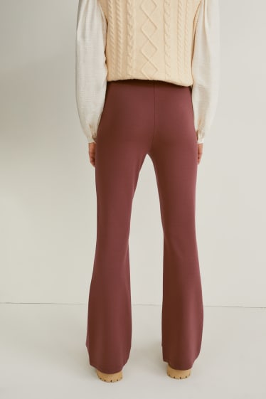 Donna - Pantaloni di jersey - flared - marrone