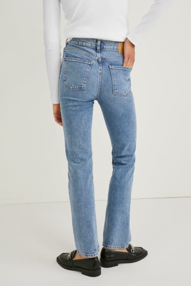 Femmes - Jean de coupe droite - high waist - jean bleu clair