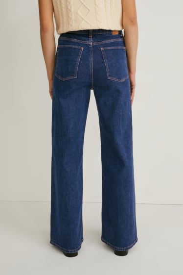 Women - Loose fit jeans - high waist - blue denim