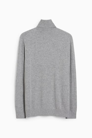 Men - Cashmere polo neck jumper - gray-melange