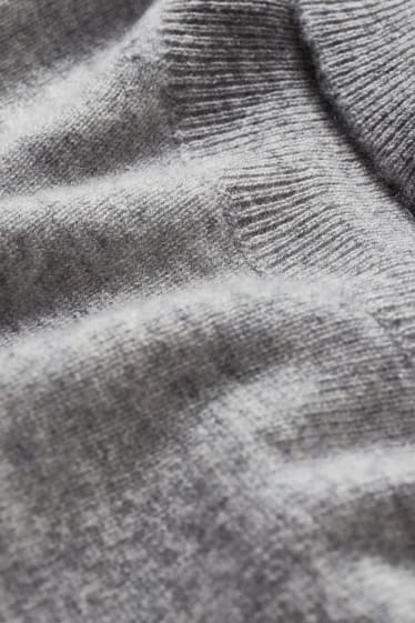 Men - Cashmere polo neck jumper - gray-melange