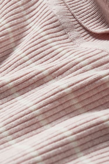 Damen - Rollkragenpullover - gestreift - rosa