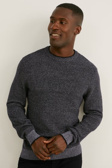 Men - Jumper - dark blue-melange