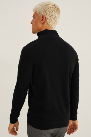 Herren - Kaschmir-Strickjacke - schwarz