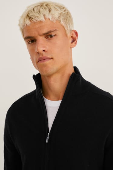 Herren - Kaschmir-Strickjacke - schwarz