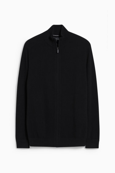 Herren - Kaschmir-Strickjacke - schwarz