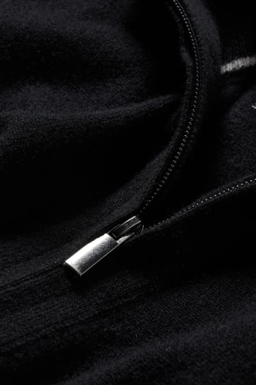 Herren - Kaschmir-Strickjacke - schwarz