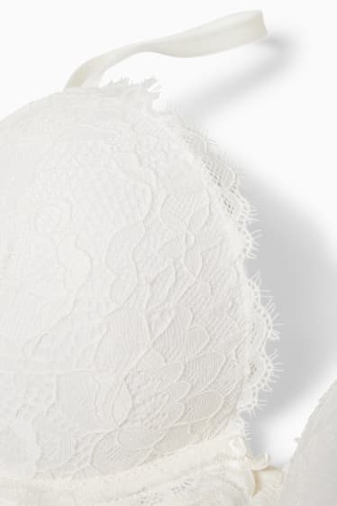 Donna - Reggiseno con ferretti - PLUNGE - imbottito - LYCRA® - bianco crema