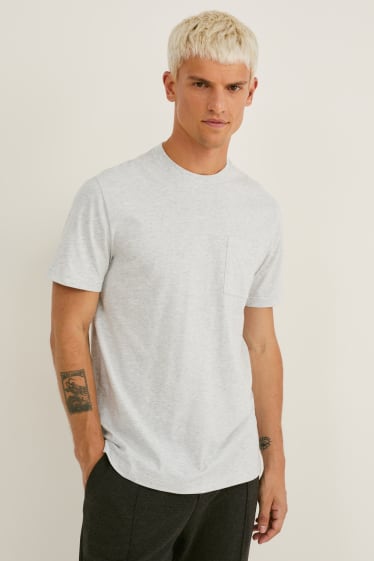 Hombre - Camiseta - algodón Pima - gris claro jaspeado