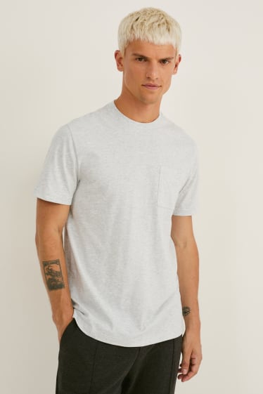 Hommes - T-shirt - coton Pima - gris clair chiné