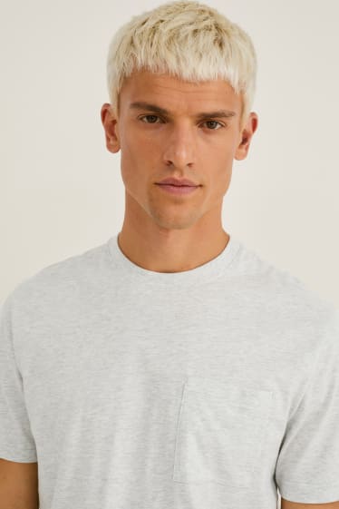 Hommes - T-shirt - coton Pima - gris clair chiné