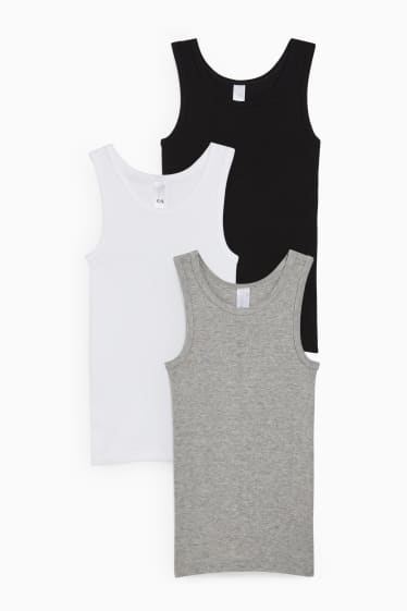 Niños - Pack de 3 - camisetas interiores - negro / blanco