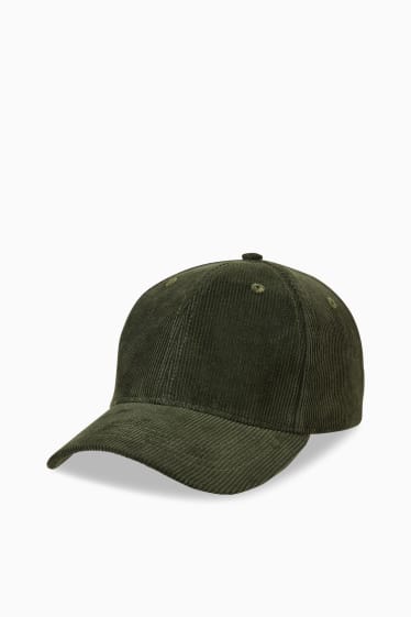 Uomo - Cappellino di velluto a coste - verde scuro