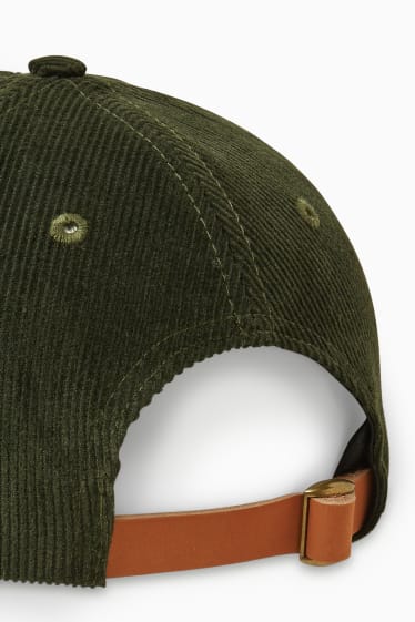 Uomo - Cappellino di velluto a coste - verde scuro