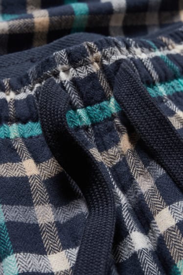 Bărbați - Pantaloni de pijama din flanel - în carouri - albastru închis