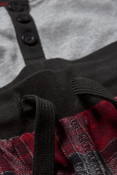 Men - Pyjamas with flannel bottoms - dark red