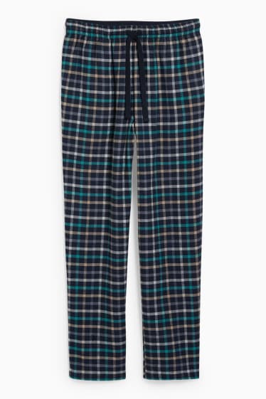 Men - Flannel pyjama bottoms - check - dark blue