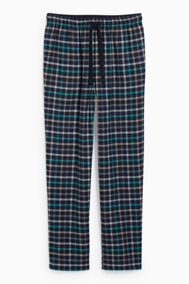 Home - Pantalons de pijama de franel·la - de quadres - blau fosc